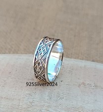 Handmade Sterling Silver Wedding Band Ring: Geometric Design All Size