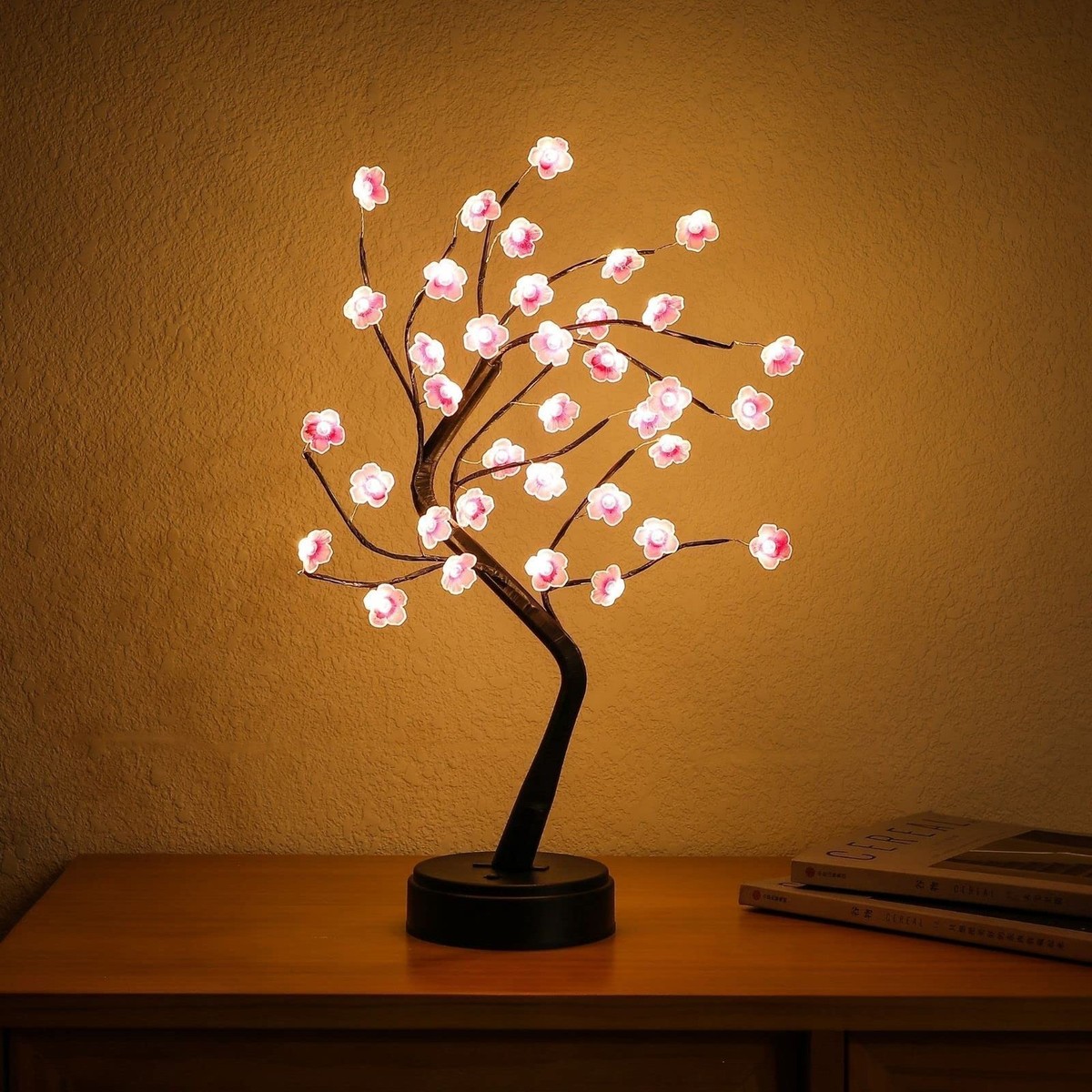 2 PCS Cherry Blossom Tree Lamp 18 Inch 36 LED Bonsai Lights USB