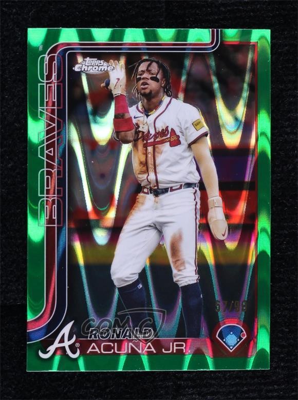 2025 Topps Chrome Green RayWave Refractor 57/99 Ronald Acuna Jr Acuña #257 6m7