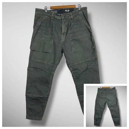 G-Star RAW Pants Mens 36x32 Gray Fatigue Relaxed Tapered Pants Ankle Zippers
