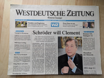 Westdeutsche Zeitung WZ 07.10.2002 Gerhard Schröder Wolfgang Clement Wuppertal