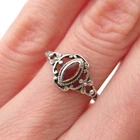 925 Sterling Silver Vintage Real Carnelian Floral Oxidized Ring Size 5.25