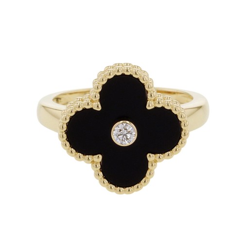 Van Cleef & Arpels Vintage Alhambra Ring Size 50/#10 18K Yellow Gold VCARA41...