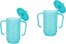 2-Pack 12Oz Adult Sippy Cups Spill-Proof Plastic Cups with Straw and Handles