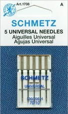Schmetz Size 70/10 Universal Sewing Machine Needles 1708 130/705H 15x1 - 5pk