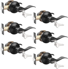 Keyed Alike Entry Door Lever Lock Set - 6 Pack with 3 Keys, Black Finish