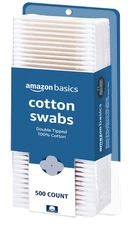 Q Tips Cotton Swabs 500 Count Amazon Basics Double Tipped 100% Cotton Sticks