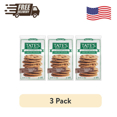 3 Pack Tate's Bake Shop Gluten Free Chocolate Chip Cookies 7 oz Thin Crispy Bags