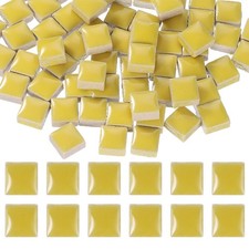 10mm Square Mosaic Tile, 300g Ceramic Mosaic Tile Bulk, Lemon Yellow