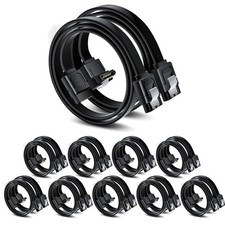 SATA Cable III - Right Angle, 90 Degree  Straight, 10-Pack - 6Gbps Tangle-Fr...