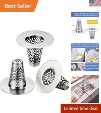 3 Pcs Stainless Steel Bathroom Sink Drain Strainers - Anti-Clogging Design