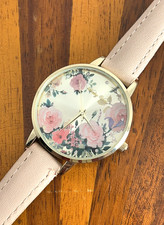 Voulez Vous Watch Women Gold Tone Gold Rose Pattern Dial 38mm New Battery