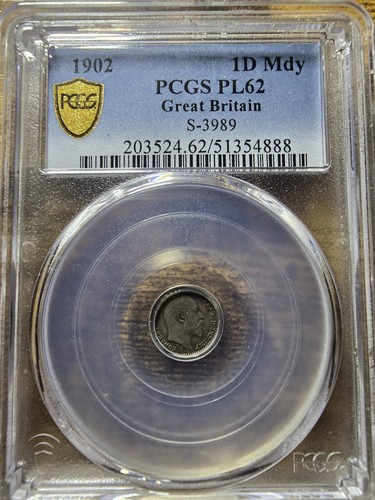 1902 Great Britain United Kingdom Edward VII Maundy Penny PCGS PL62 AG