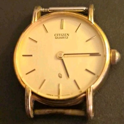 Citizen Vintage Quarz Armbanduhr goldfarbenes Zifferblatt Ref. 4-102550 Y