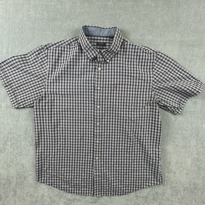 Arrow Casual Short Sleeve Mens XL Red White Blue Plaid Pocket Shirt
