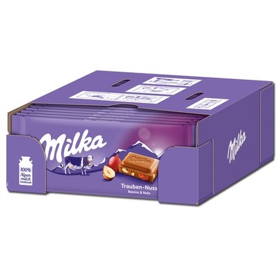 (19,40 /1kg) Milka Trauben-Nuss Schokolade 23 Tafeln je 90g
