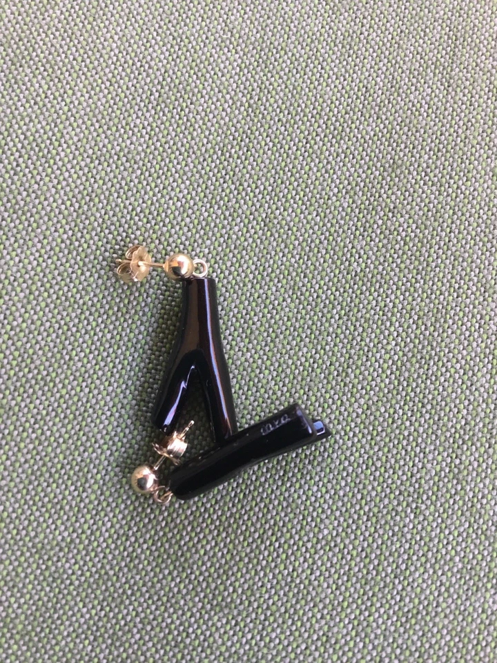 Pendientes coral negro 14k Foto 3 de 3