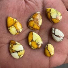 Natural Yellow Honey Copper Turquoise Pear 10x14 to 18x25 mm Cabochon Gemstone