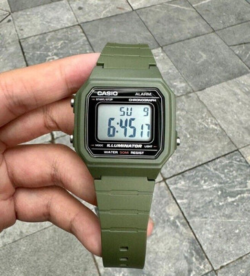 Casio W-217H-3A Grün Digital Stoppuhr Alarm Lässig Sportliches