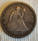 1875 S US 20-cent Twenty Cent Seated Liberty 90% Silver Coin San Franciso