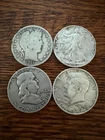 Half Dollar History Lot Of 4, Barber, Walking Lib, Franklin & Kennedy 90% Silver