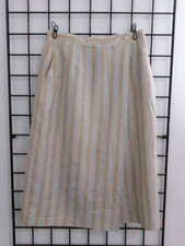 VINTAGE CHRISTIAN DIOR    6 / 28" WAIST BEIGE  LIGHT AQUA STRIPED WRAP SKIRT