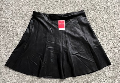 Spanx Faux Leather Flouncy Skirt 50156R New With Tag Medium Black