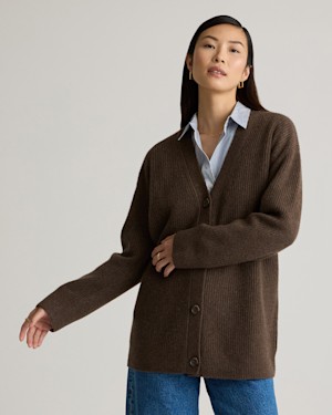 Quince Mongolian Cashmere Oversized Boyfriend Cardigan Sweater