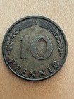 WEST GERMANY 1950 J 10 PFENNIG COIN CIRCULATED -FREE SHIPPING! — photo 1