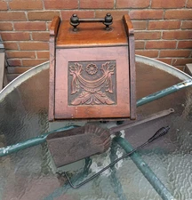 Wooden Coal Hod Scuttle Fireplace Box Hearth Bin Kindling Storage Primitive