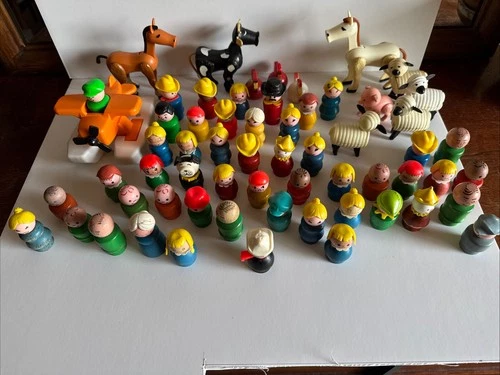 Vintage Fisher Price Little People Figures HUGE Lot Of 50 Pieces
