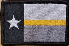 TEXAS Flag Patch W/ Hook & Loop Fastener Gold Thin Line Dispatcher Emergency 