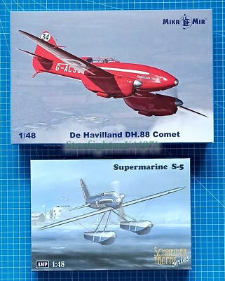 Lot of 2 1/48 scale model kits: DH.88 Comet  & Supermarine S.5 (Mikromir & AMP)