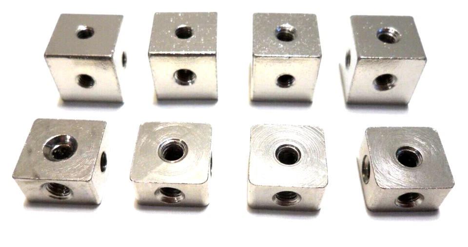 NUGGETWORKS 4x M3 Threaded Square Corner Nuts Blocks 10x10 10x6mm for Building Enclosures