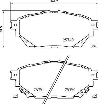Brake Pad Set, disc brake, ML252415 MK585933 MK585740 MK585739 MK585738 - Picture 1 of 2