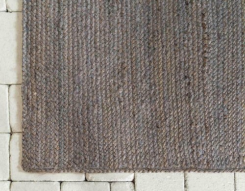Rug Jute Gray Dye Rectangle Hand Braided Farmhouse Area Rug Rustic Look Rug - Picture 7 of 8