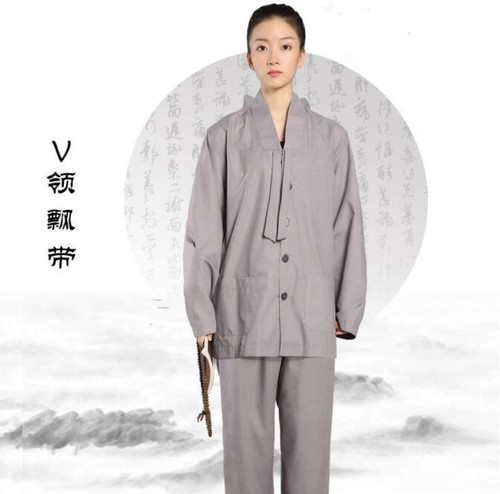 Shaolin Monk Zen Lay Clothes Buddhists Meditation Uniform Temple Monk Robe Suits - Picture 3 of 16