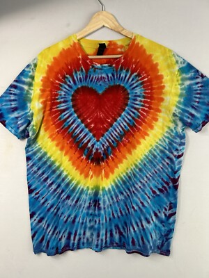 Women's Tshirt Heart Tie Dye Size X-Large Psychedelic Grateful Dead Love Peace