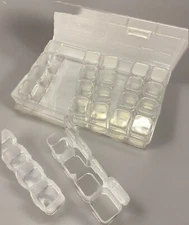 Extra Nail Dashes? Clear Plastic Storage Case With 28 Individual Cubies See Desc