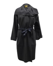 Lanvin Shawl Long Coat In Black Wool Fr40