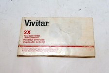 Vivitar 2X Teleconverter Lens guide instruction manual