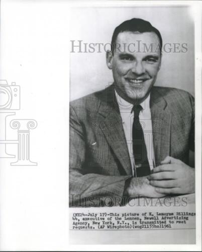 1961 Press Photo K. Lemoyne Billings, Lennen, Newel Advertising Agency Executive - Afbeelding 1 van 2