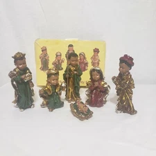Vintage Porcelain Nativity Manger Scene set Figurines 6 pc  Child Like 