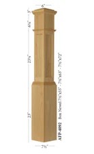 AFP 4092 Large Red Oak Amish Made Actual Flat Recessed Panel Box Newel Post