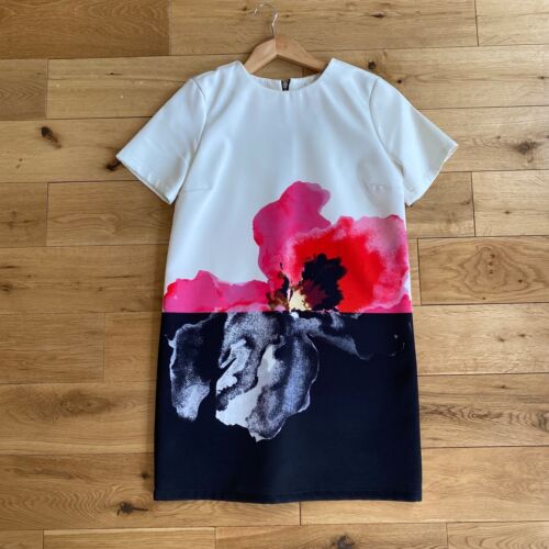 Top Shop Boutique T-Shirt Summer Dress Minimal Floral Jil Sander B/W Pink UK 6-8 - Picture 1 of 9
