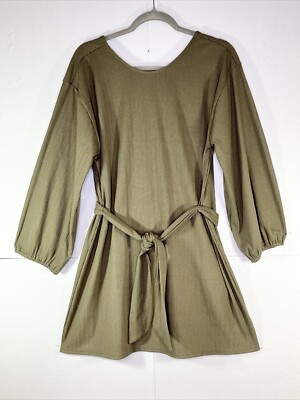 O'Neill Sage Green Casual Dress M Above Knee Matching Belt Long Sleeve EUC  | eBay