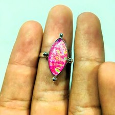 Pink Aurora Opal Ring 925 Sterling Silver Handmade Opal Jewelry Gift For Her