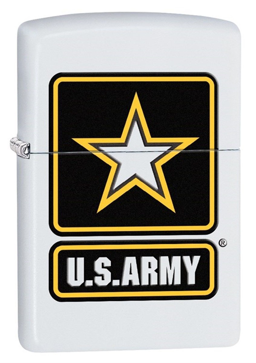 Zippo U.S. Army Windproof Lighter, White Matte With Army Logo