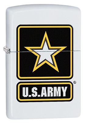 Zippo U.S. Army Windproof Lighter, White Matte With Army Logo