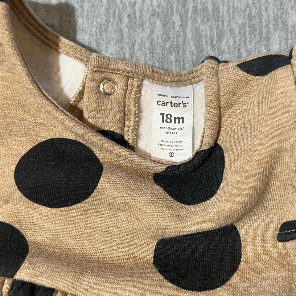 Vestido Carter's Bebé Niñas 18 Meses Forrado de Vellón Polkadot Manga Larga Suave Usado en Excelente Condición Foto 3 de 4